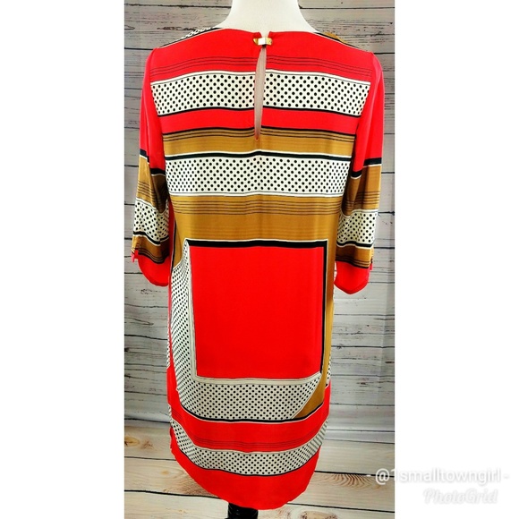 Mango geometric midi tunic dress orange/gold M - Picture 4 of 7